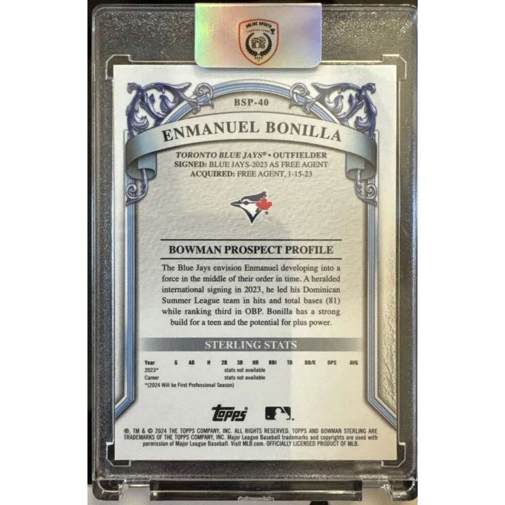 2024 Bowman Sterling Enmanuel Bonilla 3/25 Blue